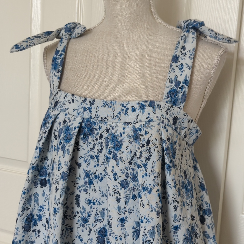 MAJORELLE Blue Floral Print Top with Black Label - Picture 5 of 9